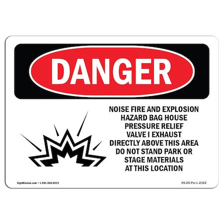 OSHA Danger Sign, Noise Fire And Explosion Hazard, 14in X 10in Decal